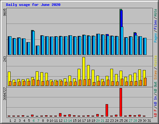 Daily usage for June 2020