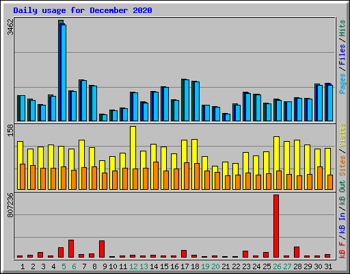 Daily usage for December 2020