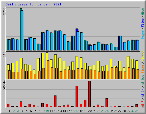 Daily usage for January 2021