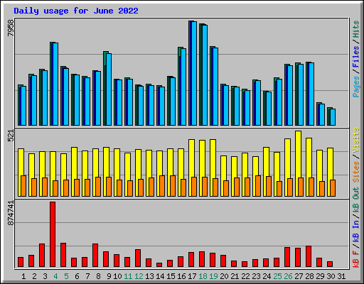 Daily usage for June 2022