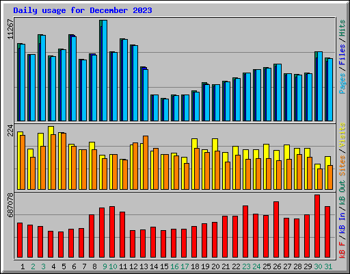 Daily usage for December 2023