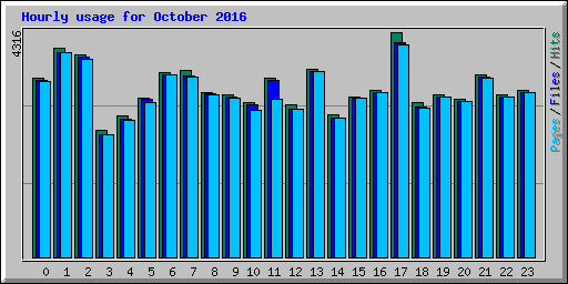 Hourly usage for October 2016