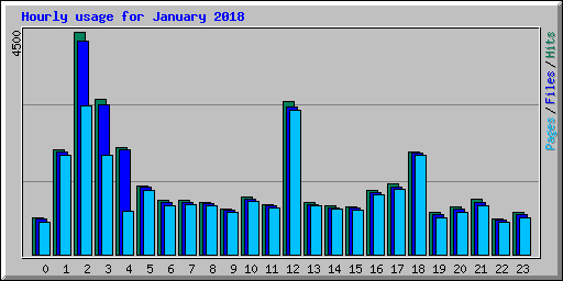 Hourly usage for January 2018